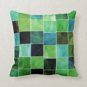 Coussin Nuances de carreau moderne décoratif vert