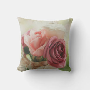 Coussin Nuances de roses roses et blanches