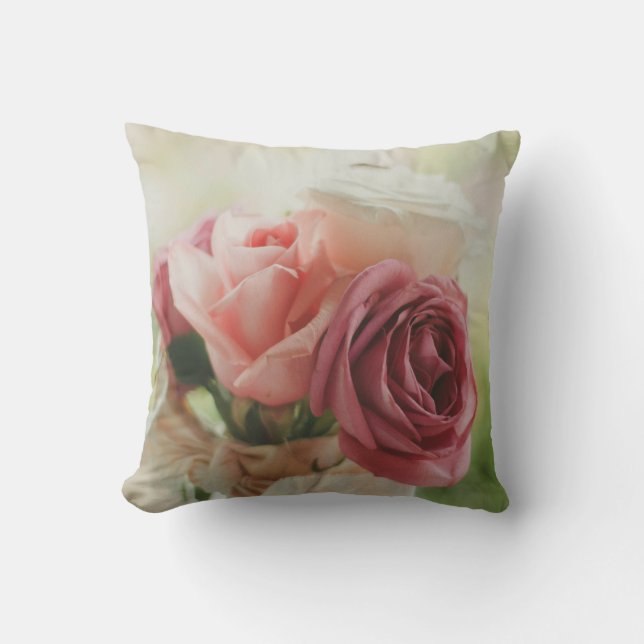 Coussin Nuances de roses roses et blanches (Recto)
