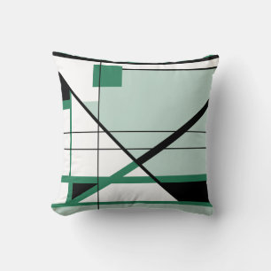 Coussin Nuances de vert noir blanc géométrique Abstrait