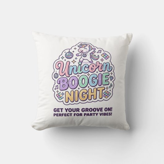 Coussin Nuit de Boogie de Licorne Gras Typographie Graphiq (Recto)