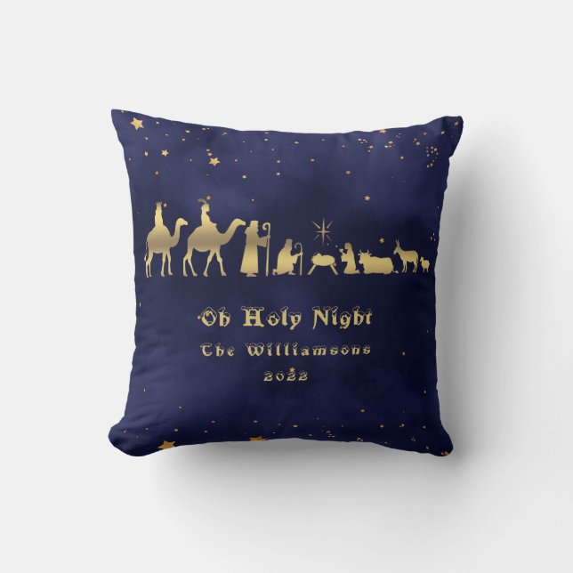 Coussin Nuit de Noël dorée personnalisée  (Recto)