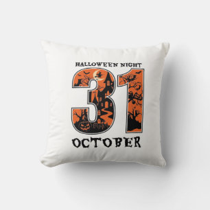 Coussin Nuit d'Halloween Maison Hantée d'Octobre Sorcière