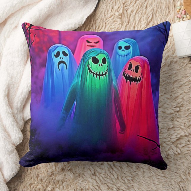 Coussin Nuit éffrayante de design Fantômes colorés (Couverture)