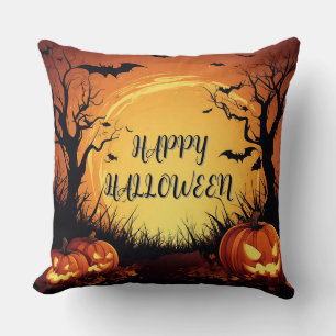 Coussin Nuit effrayante d'Halloween avec des citrouilles l