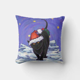 Coussin Nuit étoile Noir Chat Noël