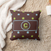 Coussin Nuit étoilée Brown pour les garçons avec Monogramm (Couverture)