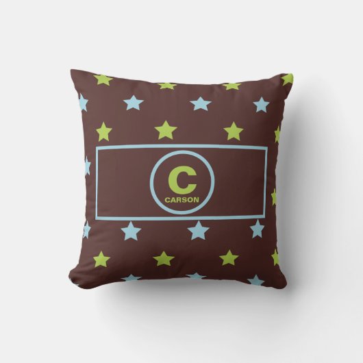 Coussin Nuit étoilée Brown pour les garçons avec Monogramm (Recto)