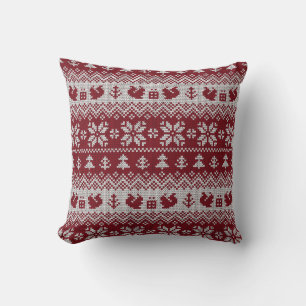 Coussin Nuit, Noël, écureuils, motif vintage.
