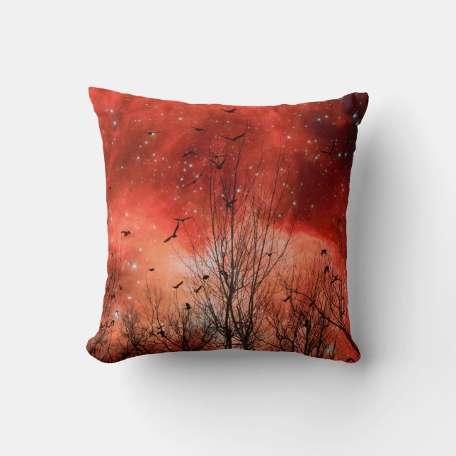 Coussin Nuit rouge étoilée (Recto)