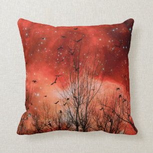 Coussin Nuit rouge étoilée