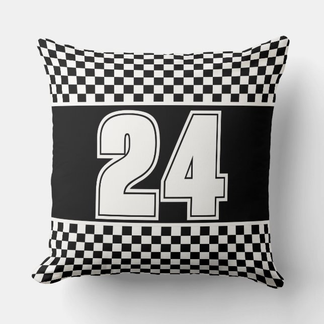 Coussin Numéro De Course Noir Et Blanc (Recto)