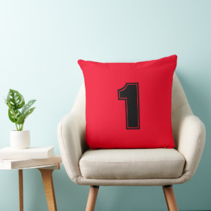 Coussin Numéro Un Rouge Coton de Qualité A pour Décoration