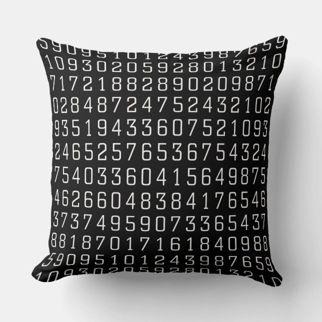 Coussin Numéros aléatoires - Blanc sur Noir (Recto)