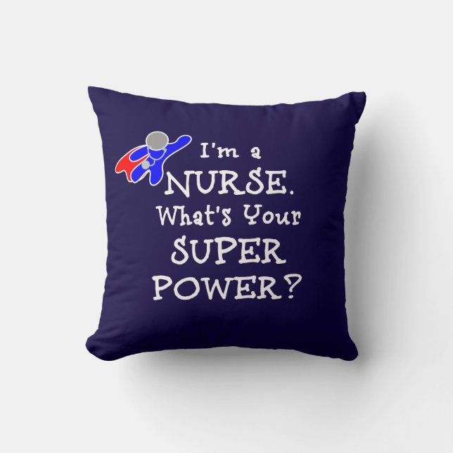 Coussin Nurse Superhero (texte blanc) (Recto)