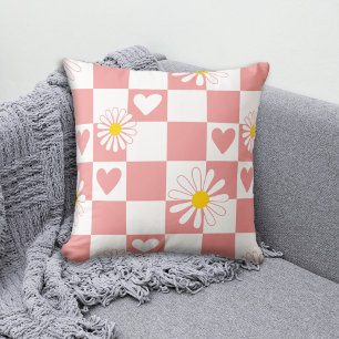 Coussin Nurserie à carreaux roses