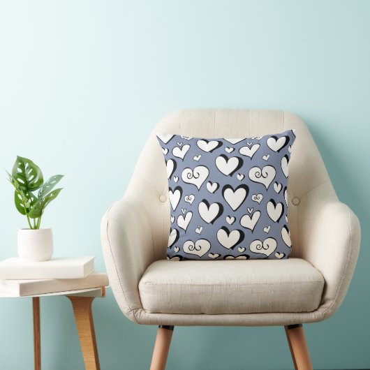 Coussin Nurserie coeurs gris (Chaise)
