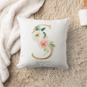 Coussin Nurserie de monogramme de lettre florale en feuill (Couverture)