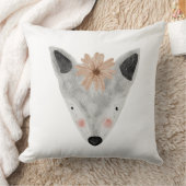 Coussin Nurserie fille animaux aquarelle gris blanc (Couverture)