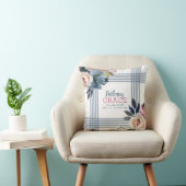 Coussin Nurserie Fille Bébé Bleu Rose Aquarelle Floral (Chaise)