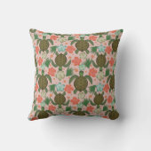 Coussin Nurserie Fleurie Tortue de Mer et Hibiscus Rose (Verso)