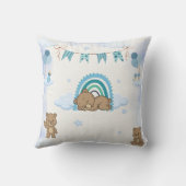 Coussin Nurserie Ourson Bleu Endormi (Verso)