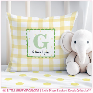 Coussin Nurserie personnalisée avec monogramme et gingham