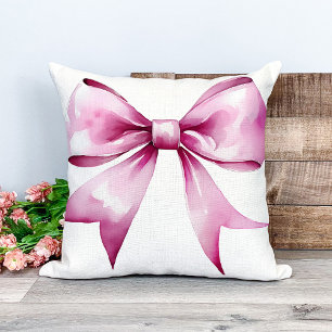 Coussin Nurserie Ruban à Arc Rose