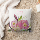 Coussin Nursery de bébé fille florale rose aquarelle Stats (Couverture)