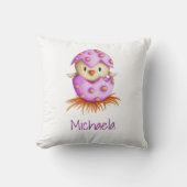 Coussin Nursery de fille avec joli oiseau rose (Recto)