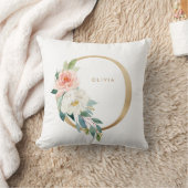 Coussin Nursery de lettre O monogramme florale en feuille (Couverture)