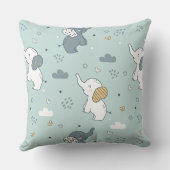 Coussin Nursery Éléphant Bébé Kawaii Bleu (Verso)