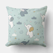 Coussin Nursery Éléphant Bébé Kawaii Bleu (Recto)