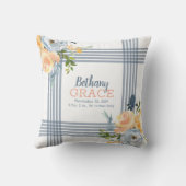 Coussin Nursery Fille Bleu Jaune Floral Aquarelle (Verso)