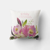 Coussin Nursery Fille Fleurs Rose Aquarelle Statistiques B (Verso)