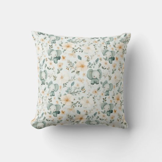 Coussin Nursery Floral Elephant (Recto)
