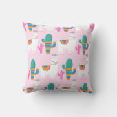 Coussin Nursery Lama Rose et Cactus (Recto)