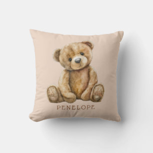 Coussin Nursery oursin à l'aquarelle personnalisé avec un