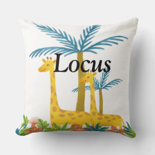 Coussin Nursery personnalisé avec animaux de safari en boi