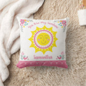 Coussin Nusery bébé personnalisé jaune rose mignon Sunshin (Couverture)