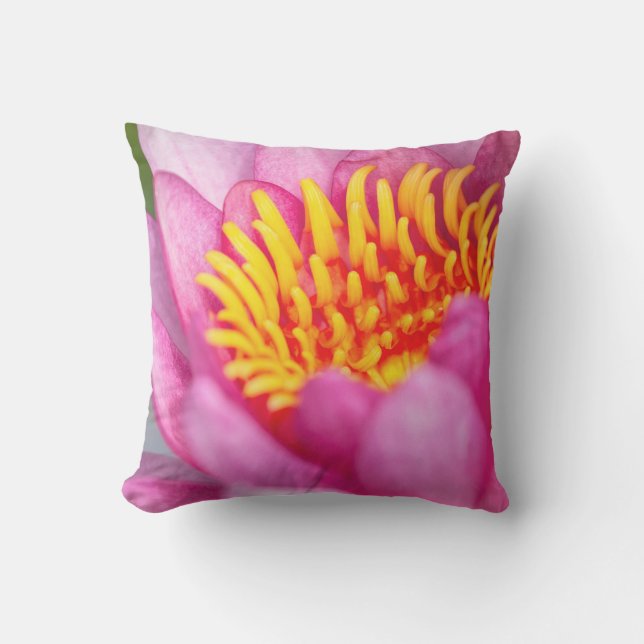 Coussin Nymphéa rose vibrant gros plan (Recto)
