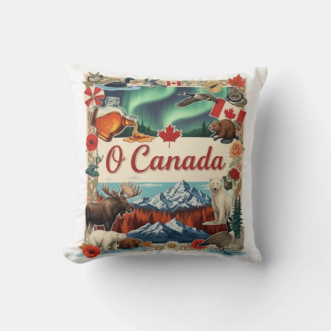 Coussin O Canada Collage – Vintage Patriotic T-Shirt (Recto)