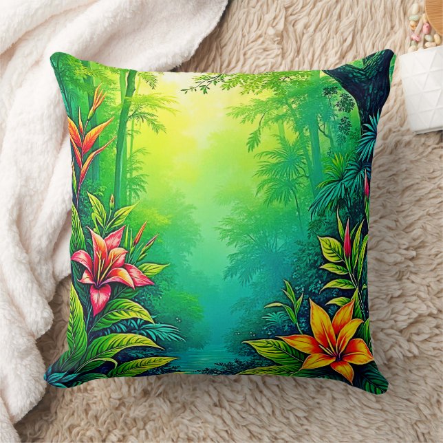 Coussin Oasis de la jungle tropicale luxuriante (Couverture)