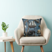 Coussin Objets nautiques sur un arrière - plan en bois (Chaise)