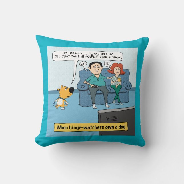 Coussin Observateurs drôles d'excès et leur chien (Recto)