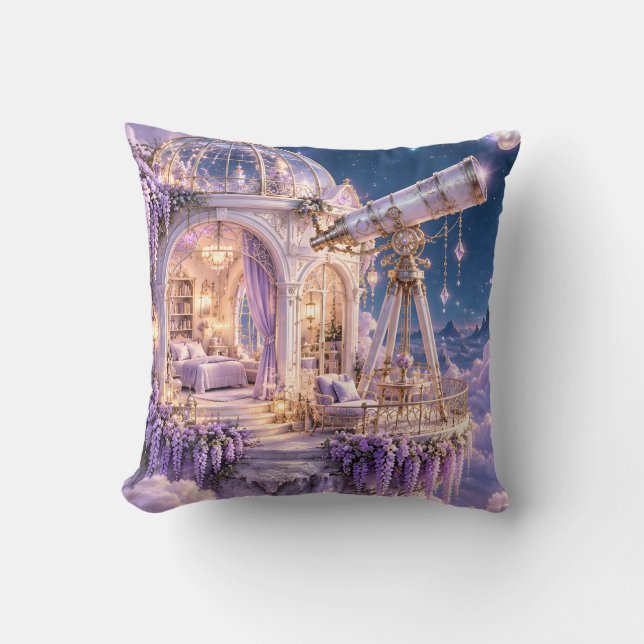 Coussin Observatoire Cloud Lavande Télescope Perle (Recto)