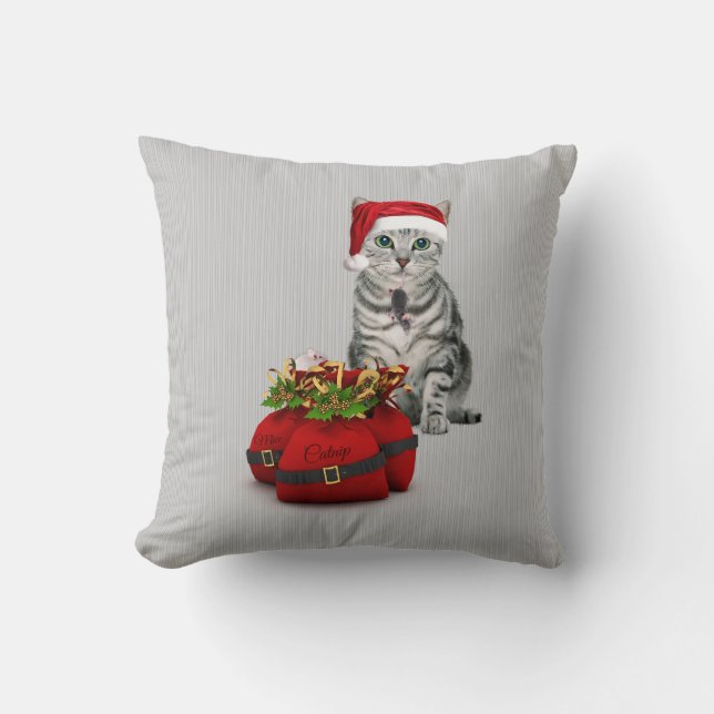 Coussin OBSOLETE Chat et souris Monogramme de Noël (Recto)