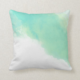 Coussin Océan Aqua Blue Aquarelle Abstraite