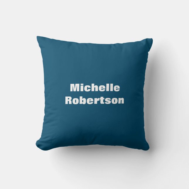 Coussin Ocean Blue Plain Minimalist Ajouter son propre nom (Recto)