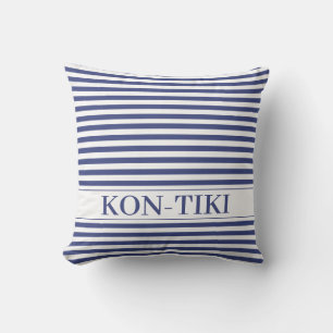 Coussin Ocean Blue Stripes Nom du bateau nautique.